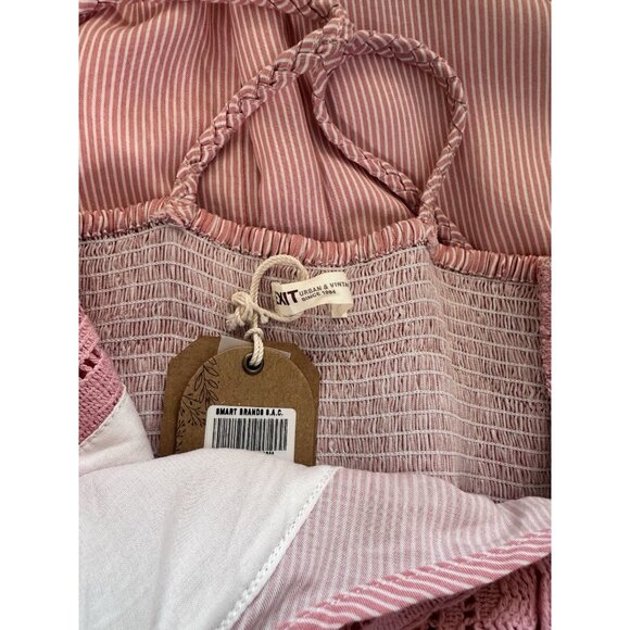 EXIT Smocked Maxi Sundress Women's Strappy Pullover Pink Size S Made in Peru NWT - Picture 6 of 11